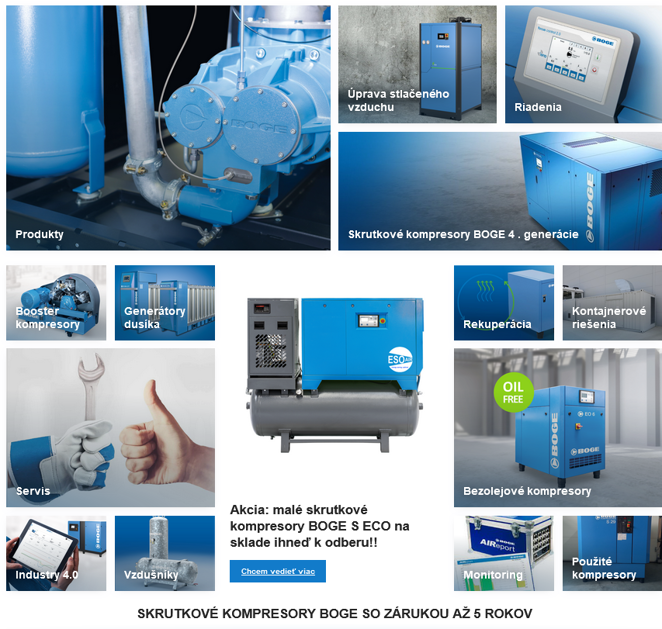 Šroubové kompresory Boge – spolehlivá řešení stlačeného vzduchu od Compressed Gas s.r.o.