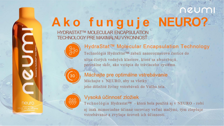 Neumi NEURO s HydraStat™ L-Glutation, MagnesiumGlukonát, Arginin, Koffein podporuje zdraví a kognitivní schopnosti mozku